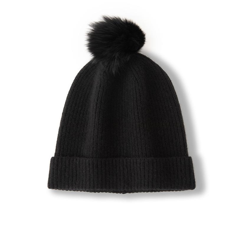 Женская шапка-бини из 100% чистого кашемира с помпоном, в рубчик, зимняя, теплая, мягкая, удлиненная, шапка-скинни, аксессуар для холодной погоды