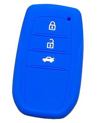 Силиконовый чехол IKT для ключа Smart Key автомобилей Toyota, 3 кнопки, синий / New Crown