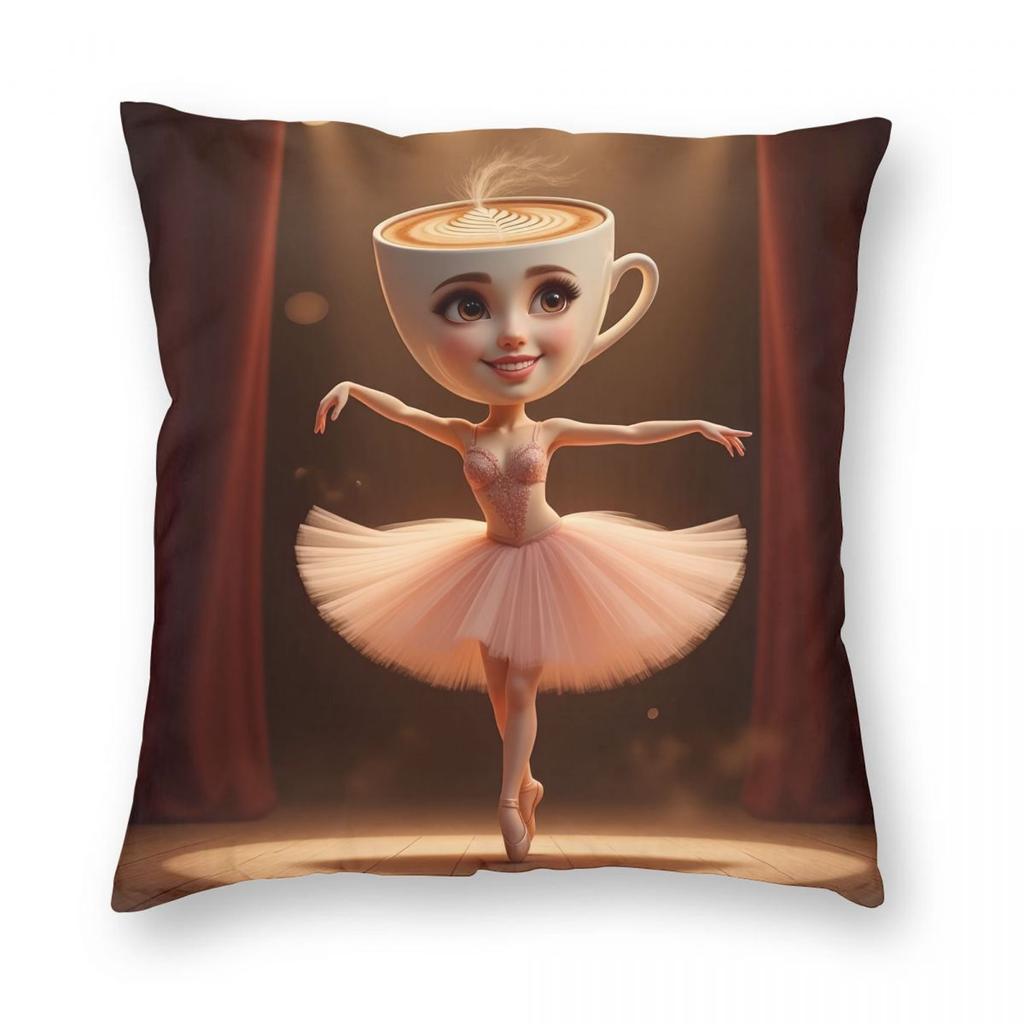 Наволочка для подушки Ballerina Cappucina Итальянский мем Brainrot Напечатанная полиэстеровая наволочка Декоративная наволочка для декоративной подушки Дом