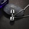 Silver Barbell Necklace, Dumbbell, Gym 360