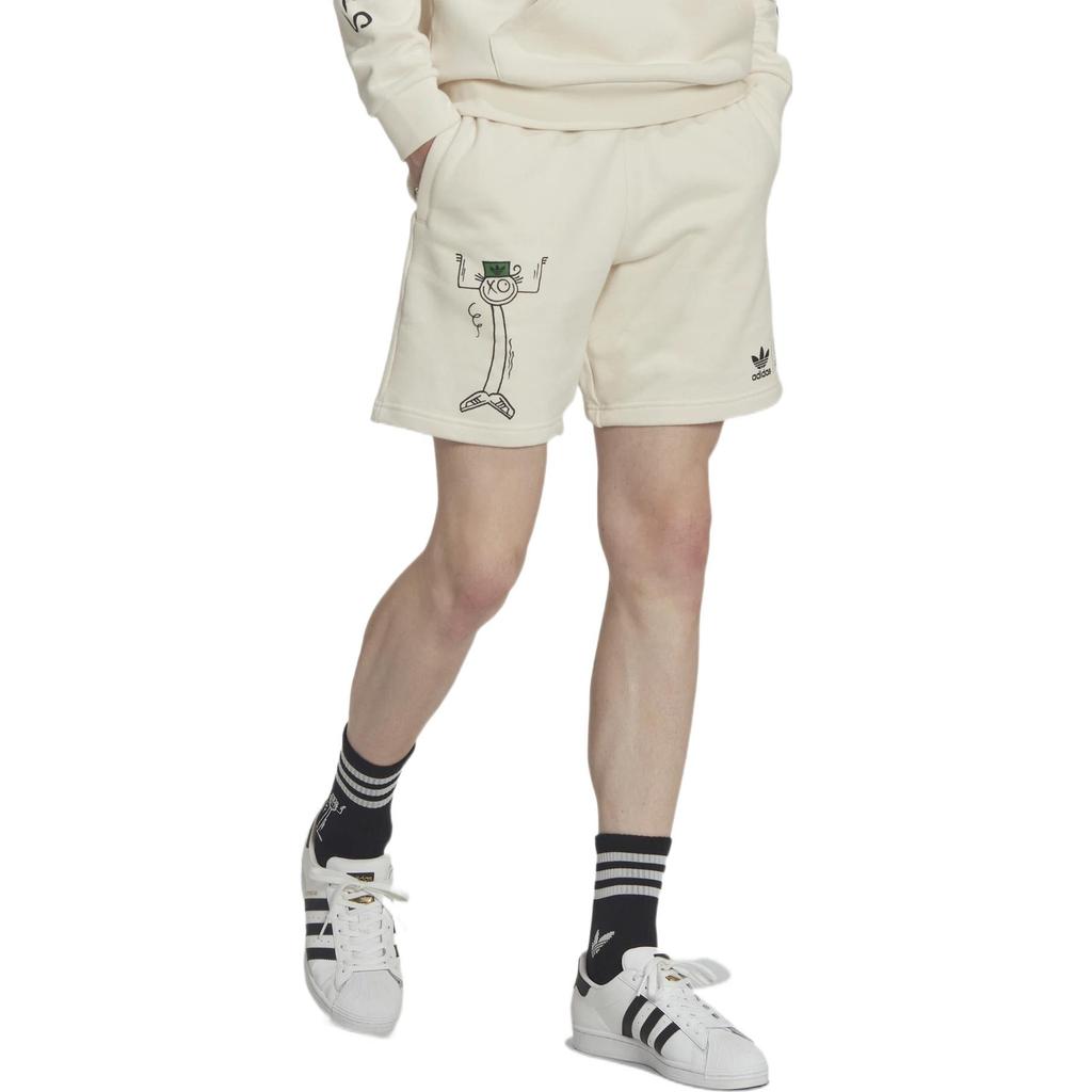 Adidas Оригинальные прямые повседневные шорты с рисунком граффити и логотипом, мужские брюки бежевого цвета HL9237