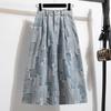 Denim Skirt Autumn Casual All-match Design Sense Split Large Size Mid-length Skirt