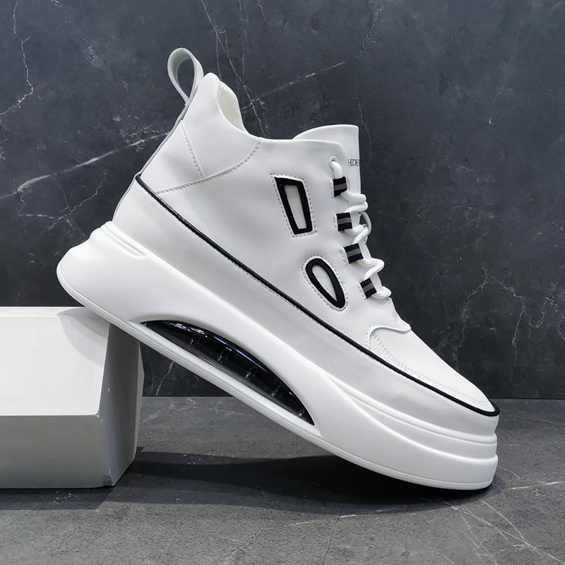 Высокие мужские туфли осень-зима новые модные мужские туфли на толстой подошве с воздушной подушкой белые туфли для спорта и отдыха на доске универсальная модная обувь