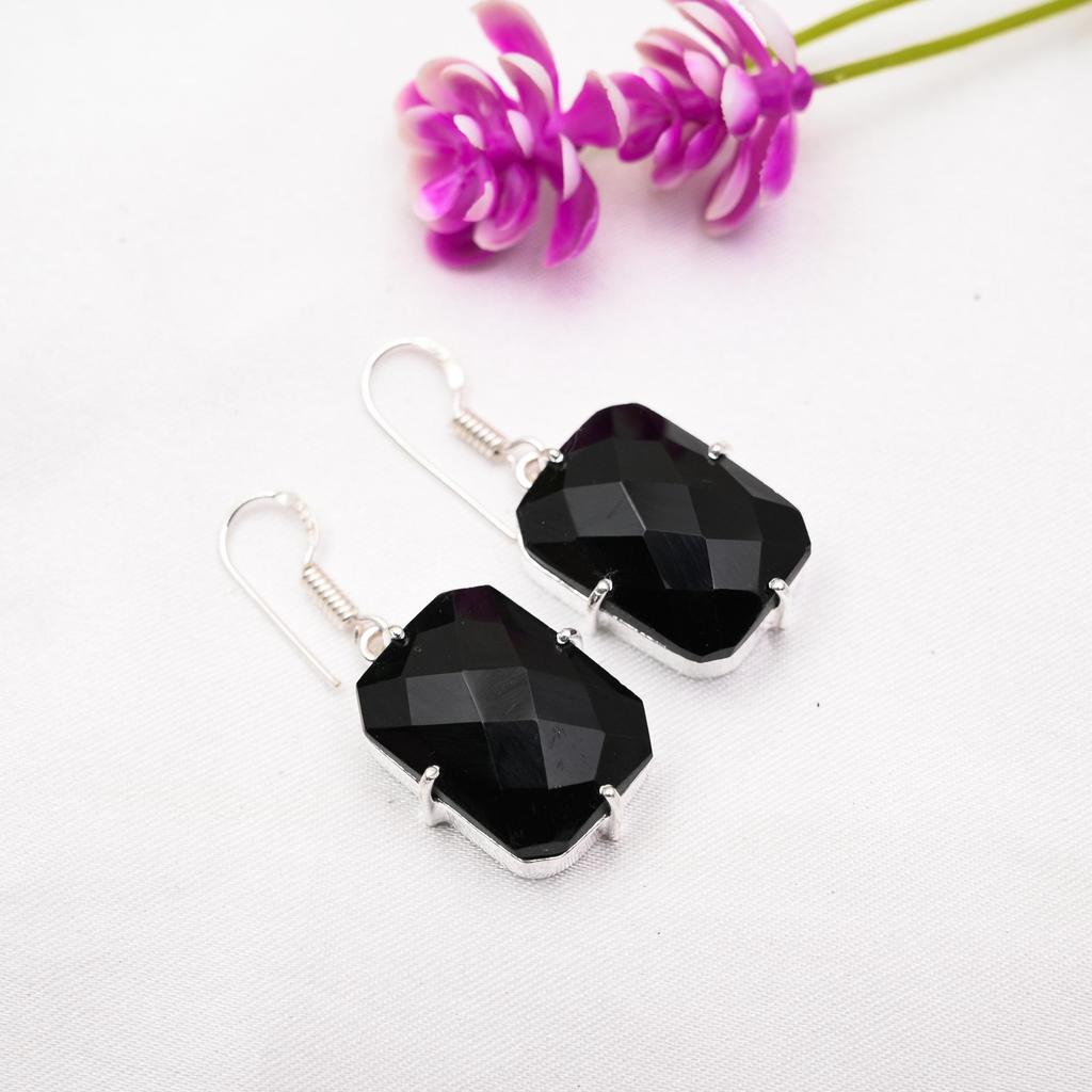 Серьги из черной шпинели, 925 пробы цельные серьги из стерлингового серебра, ювелирные изделия ручной работы с драгоценными камнями, подарки для жены, абсолютно новые серьги