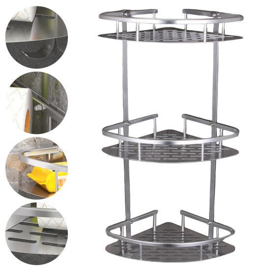 Wall Mount Corner Shelf 3 Layers Triangle Punch Free Hollow Drain Bathroom Shower Shampoo Storage Rack Holder Organizer Bathroom Supplies