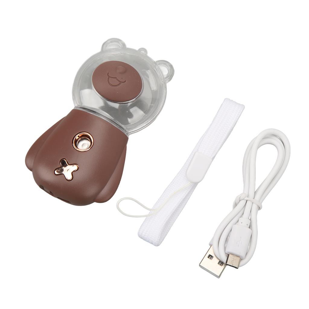 Распылитель нано-тумана Милый дизайн в форме медведя 300 мл USB-увлажнитель Увлажнение кожи Лицевой распылитель с таймером Коричневый