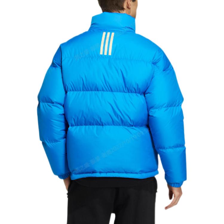 adidas Сплошной цветной пуховик на молнии с воротником-стойкой и логотипом бренда, верхняя одежда унисекс, синий HN2105