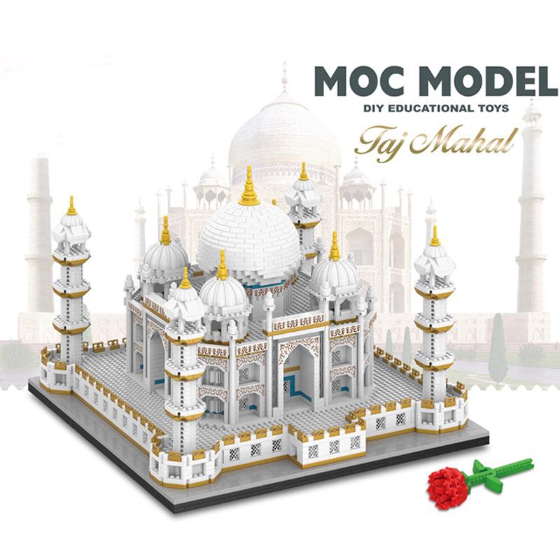 Креативные строительные блоки Тадж-Махал Знаменитое здание Новые семь чудес света MOC украшенный нано-кирпич игрушка в подарок