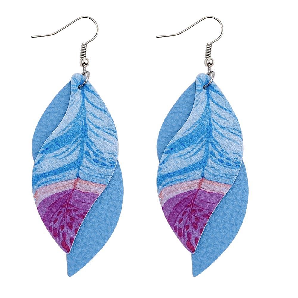 Female leaf leather earrings, feather earrings, jewelry accessories