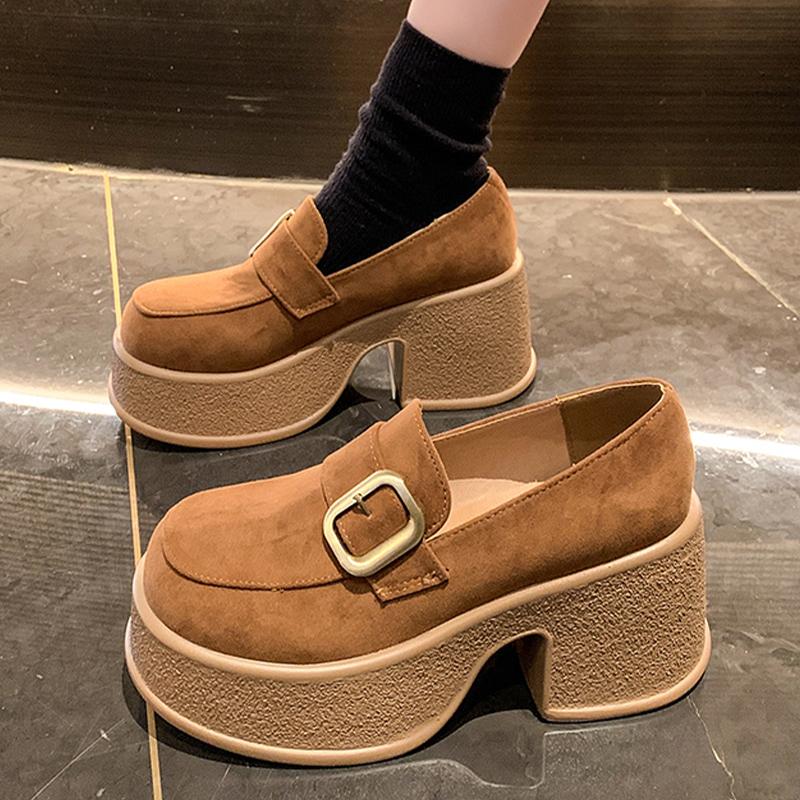 Women Platform Loafers Shoes High Heels Fashion Pumps Suefe Chunky Winter Shoes 2024 Trend Designer Dress New Zapatillas Ladies