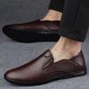 Men's Casual Shoes Brands Fashion Anti-slip Wearable Comfortable Leather  Soft Bottom Business Versatile Leather Slip-on Shoes
