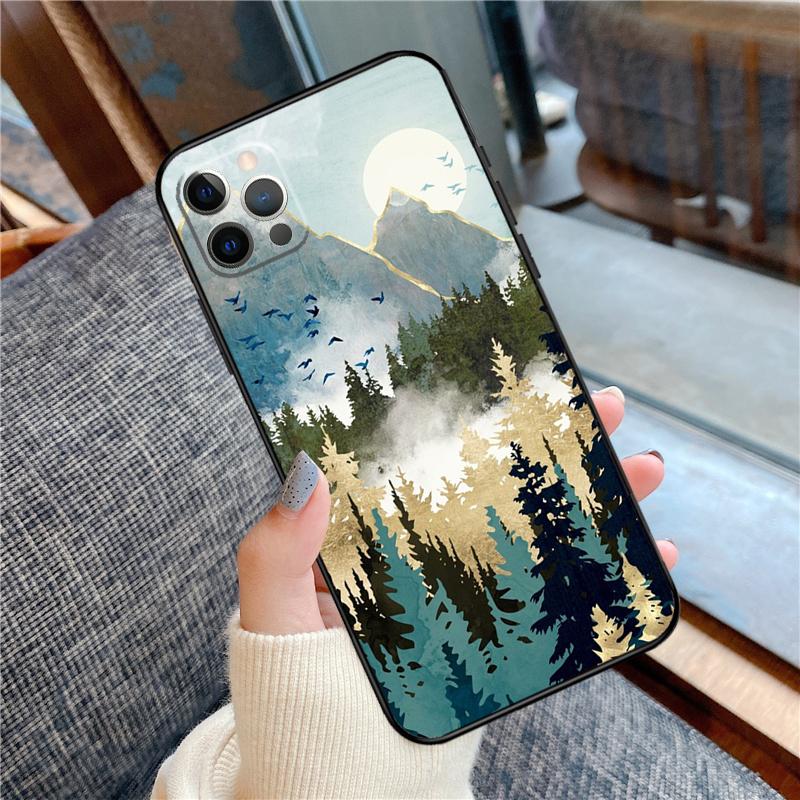 Чехол для телефона 'Горы' для iPhone 16 14 13 12 11 15 Pro Max 12 13 mini XR 15 16 Plus 16e Защитный корпус