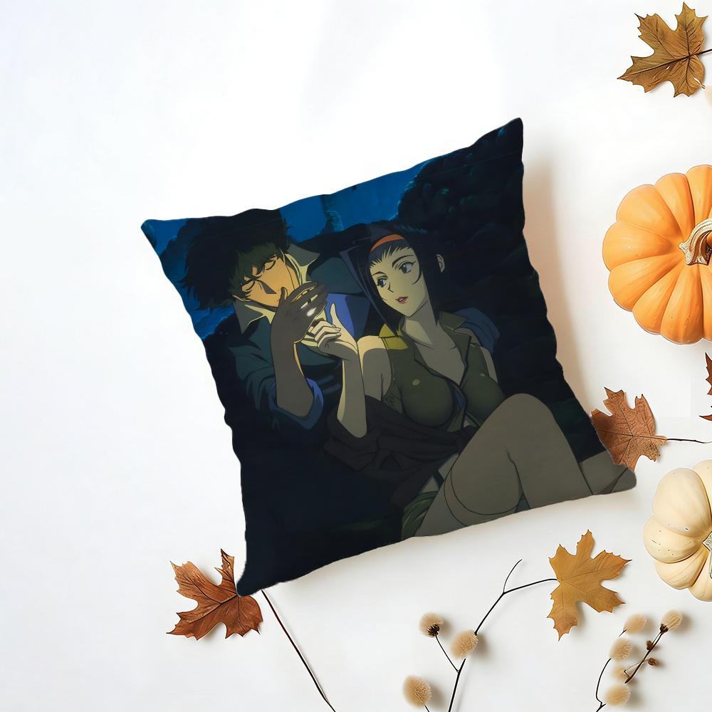 CCowboy Bebop Cushion Cover Washable Linen Pillowcase Soft for Daily Sofa Bed Home Room Decor