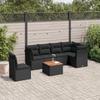 VidaXL Garden Lounge Set 7 Pcs with Cushions Black Wicker 3223661