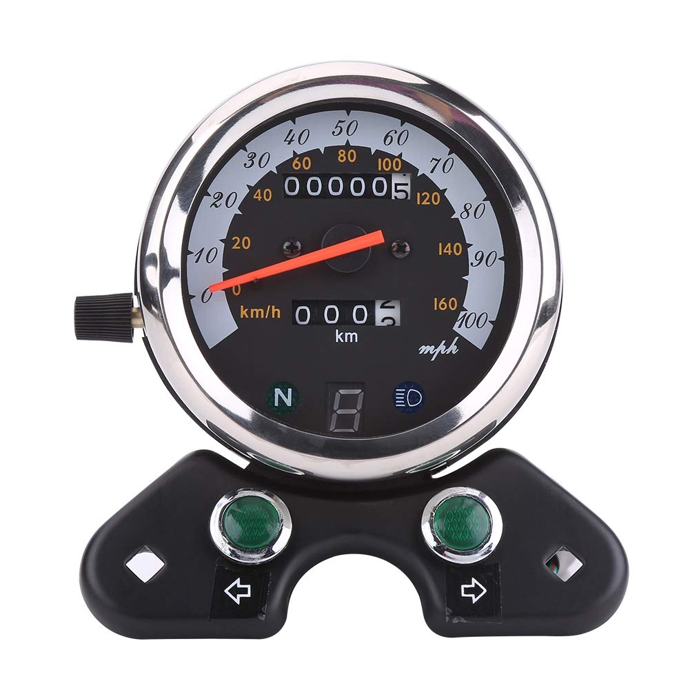 Akozon Motorcycle Speedometer Universal Motorcycle Dual Odometer Speedo Meter Gear Digital Display