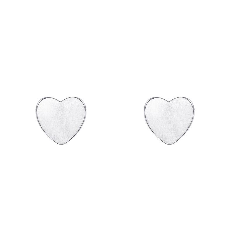 Love Brushed Stud Earrings Female Simple Ins Cold Wind Heart Earrings Autumn and Winter