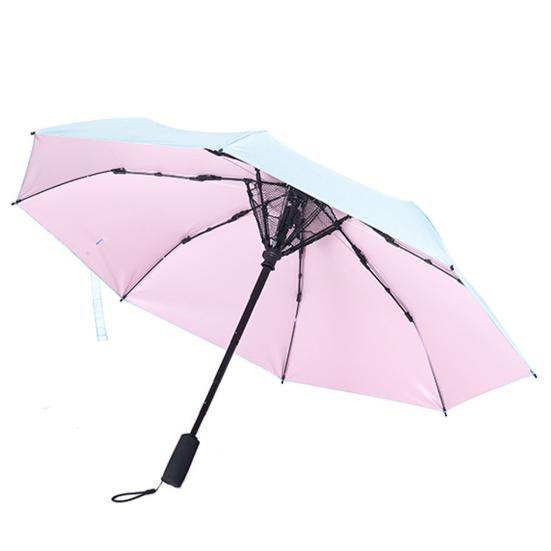 Складной зонт с вентилятором, USB-зарядка, защита от ультрафиолета, тройной складной зонт, портативный водонепроницаемый ветрозащитный летний зонт от солнца и дождя