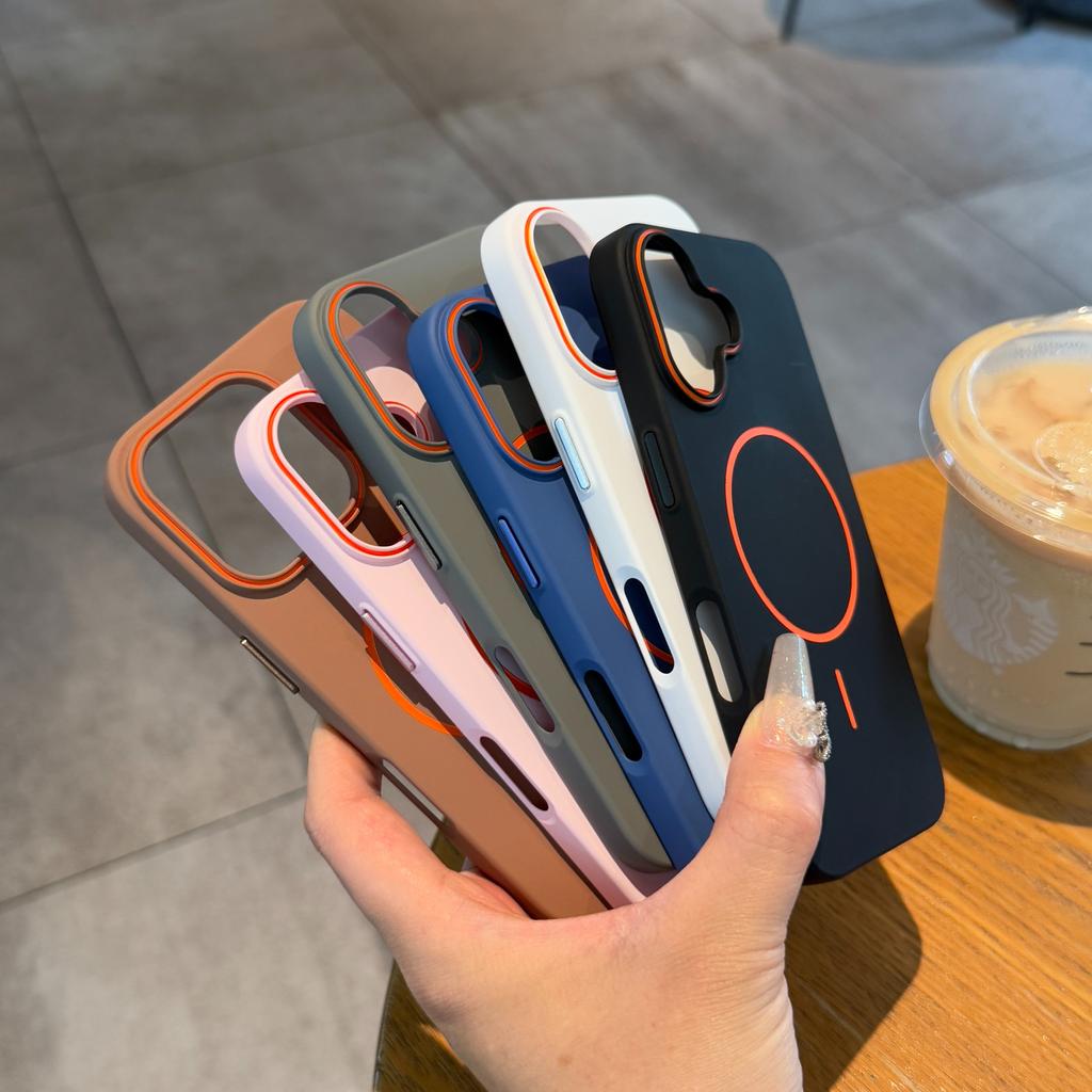 Роскошный Матовый Мягкий Силикон Для Magsafe Магнитный Чехол для iPhone 17 16 15 14 13 12 Pro Max 11 Контрастный Цвет Ударопрочный Бампер
