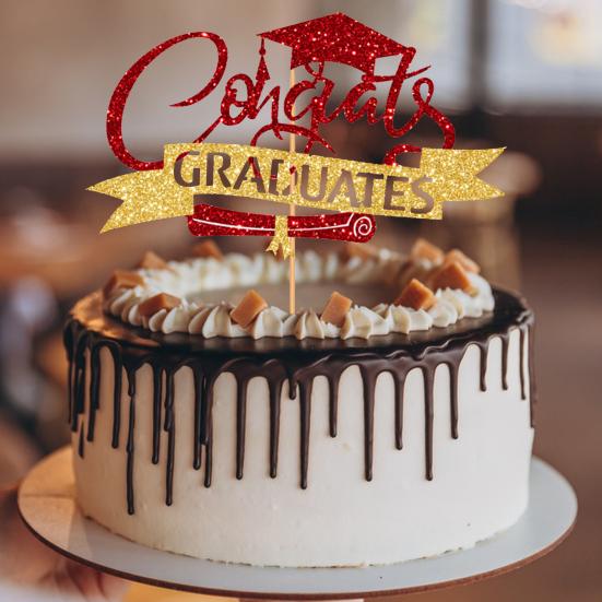 Yousheng Congratulations 2024 Graduation Cake Topper Graduation Season Birthday Cake Insert Congrats Grad Party Decor Supplies