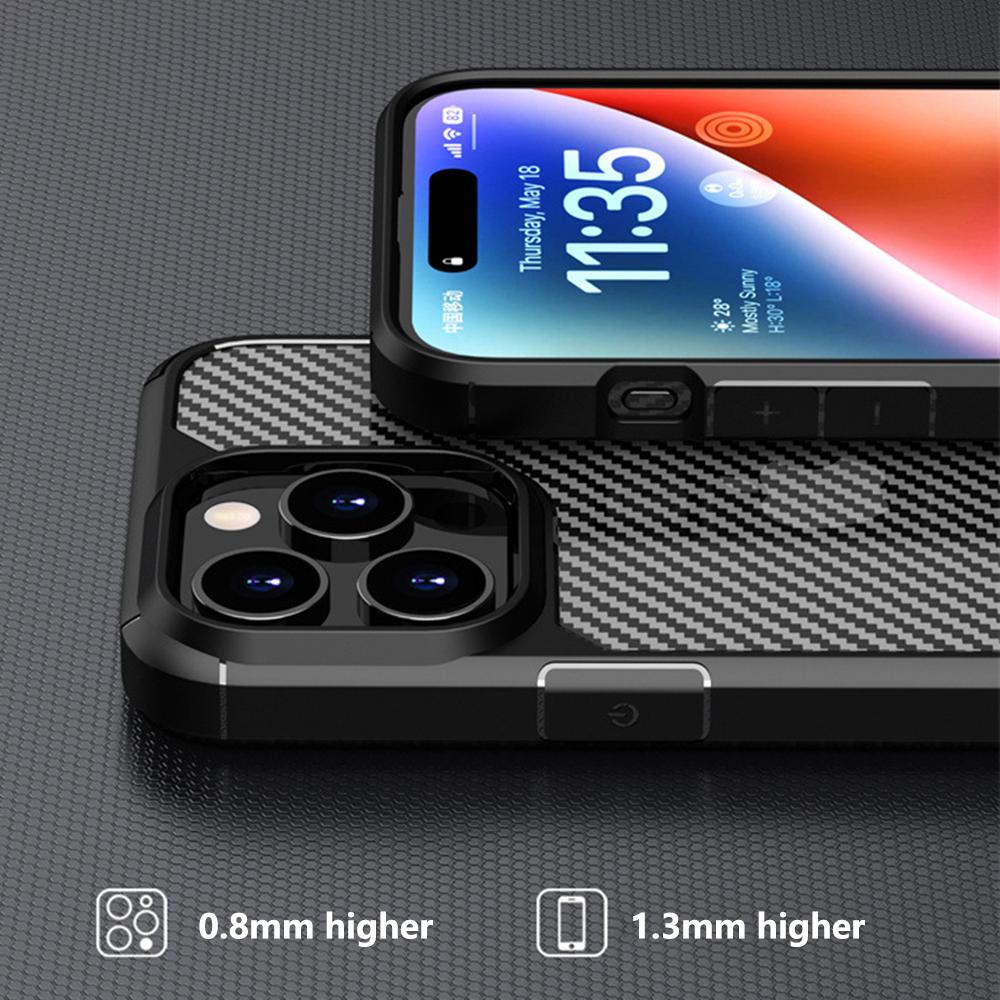 For iPhone 15 Pro Max Case Carbon Fiber Texture Anti-Scratch TPU+PC Back Cover