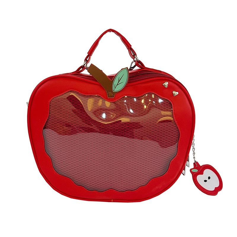 Apple Shaped Transparent Ita Bag Backpack Cute Doll Display Storage Bag for Girls Detachable Strap Casual Crossbody Backpack