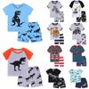 2Pcs Toddler Kids Baby Boys Girls Pajamas Cartoon Print Tops Shorts Outfits Set