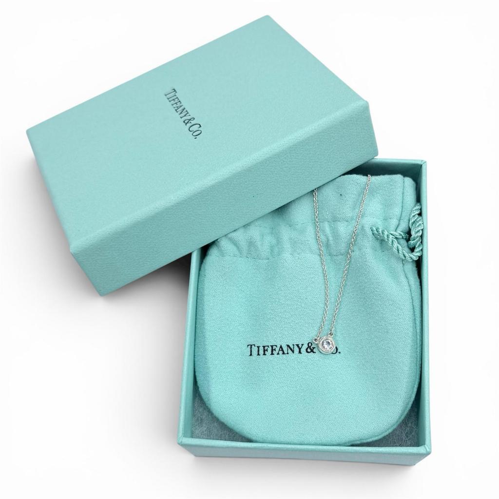 Превосходный TIFFANY&Co. Ожерелье Цвет по метру Аквамариновый кулон 0,13 карата AG925 Б/у