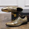Designer Men's Gold Silver Snakeskin Patent Leather Casual Brogues Shoes Formal Wedding Dress Homecoming Footwear Zapatos Hombre