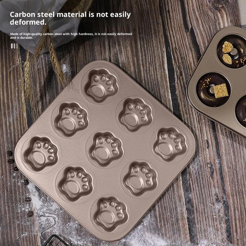 Форма для выпечки кошачьих лапок на 6/9/12 ячеек, противень, антипригарная углеродистая сталь, сделай сам, милая форма для конфет и торта, инструмент для декора, форма для печенья и конфет
