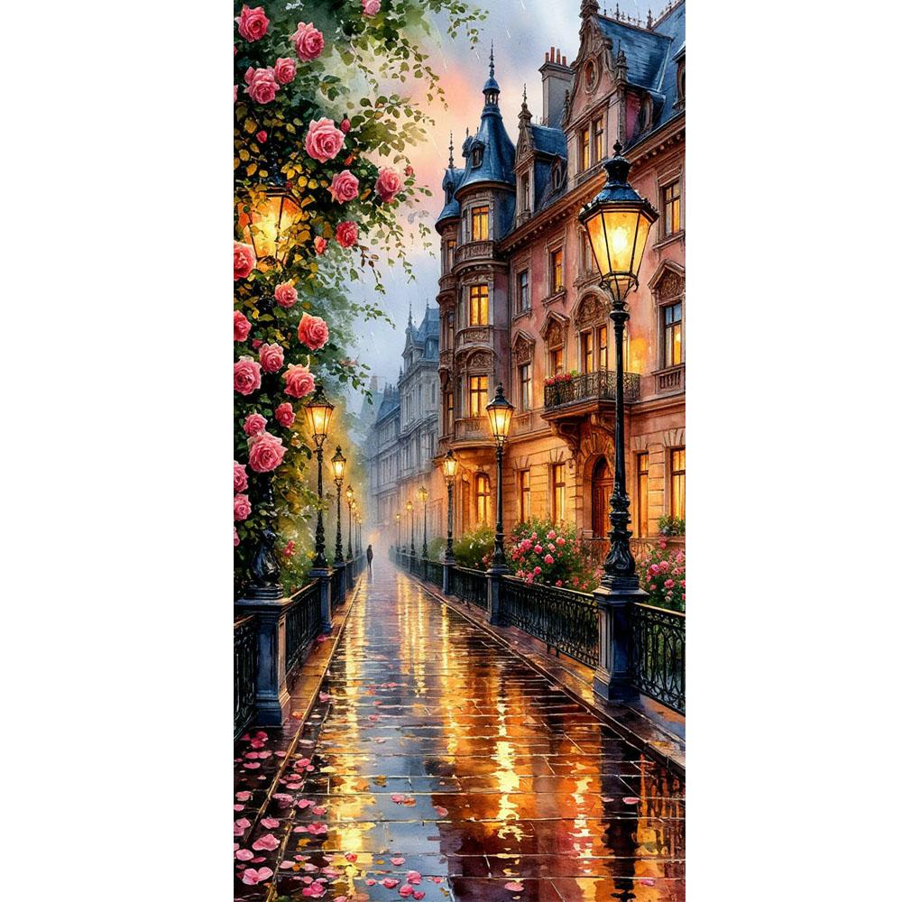 Diy Large Size Beautiful Street Scenery Diamond Painting Art Kits 5D Full Diamond Mosaic Embroidery Rhinestone Picture Wall Decor J3990