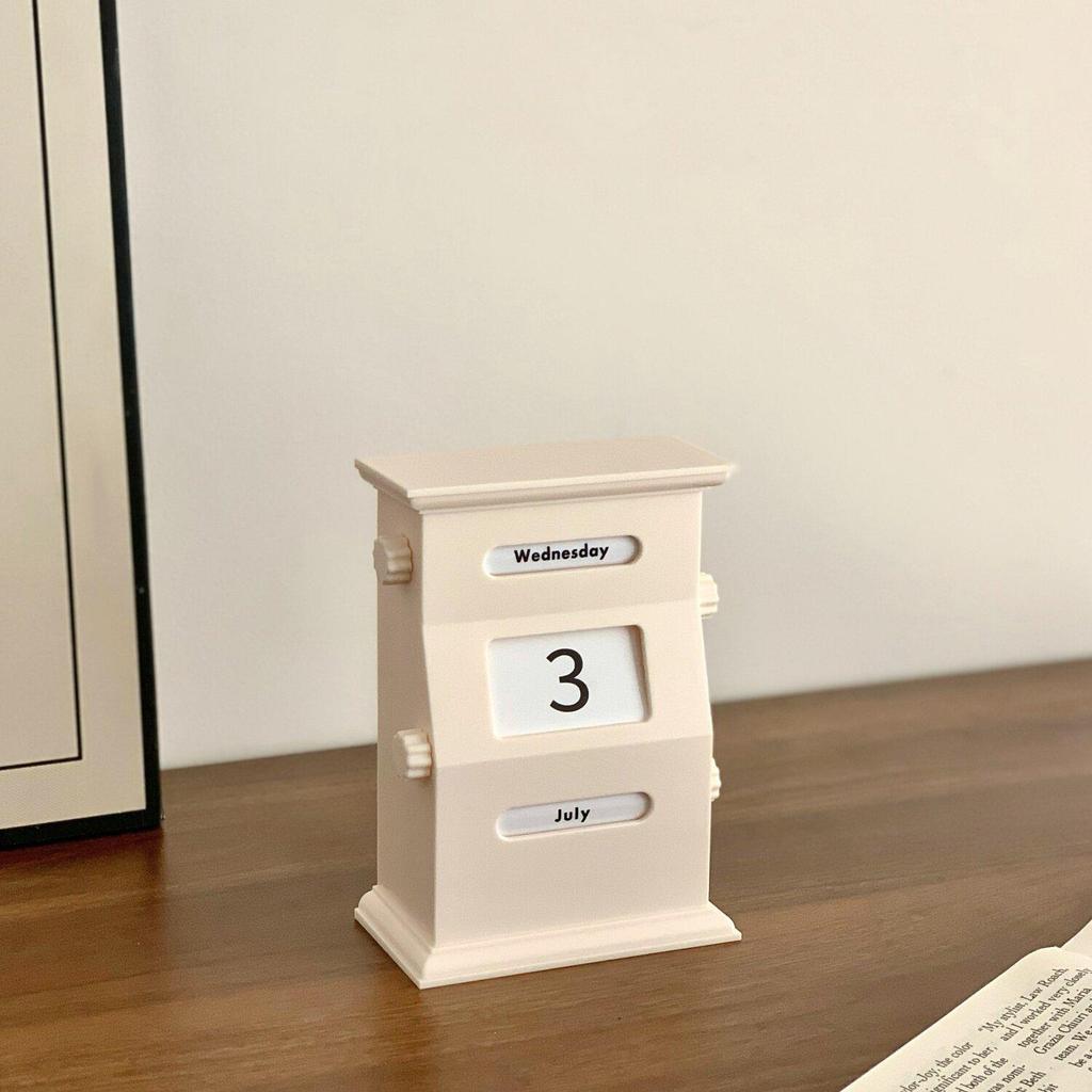 Retro Creamy Perpetual Desk Calendar: Creative Home & Office Decor, Photography Prop