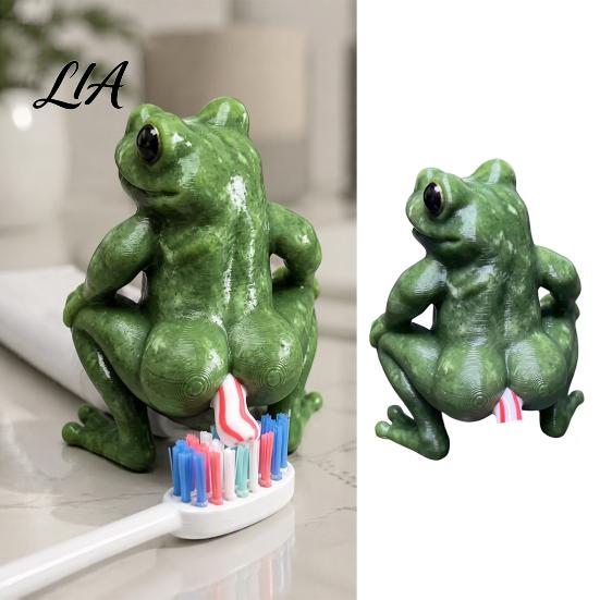 Interesting Oral Care Accessories Funny Frog Toothpaste Dispenser, Creative Bathroom Squeezer Cap Reusable Anti Stain for Standard Tubes, Novelty Gag