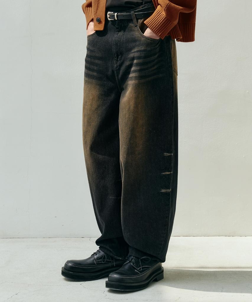 MINAV Deep Wide Balloon Denim Pants [Black]