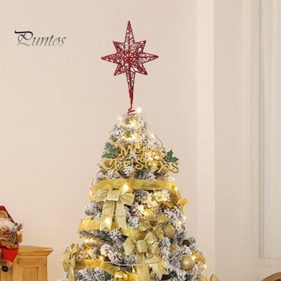 Верхняя часть рождественской елки со звездой сверкающего яркого цвета, нержавеющая полая конструкция, 3D украшение на вершине рождественской елки