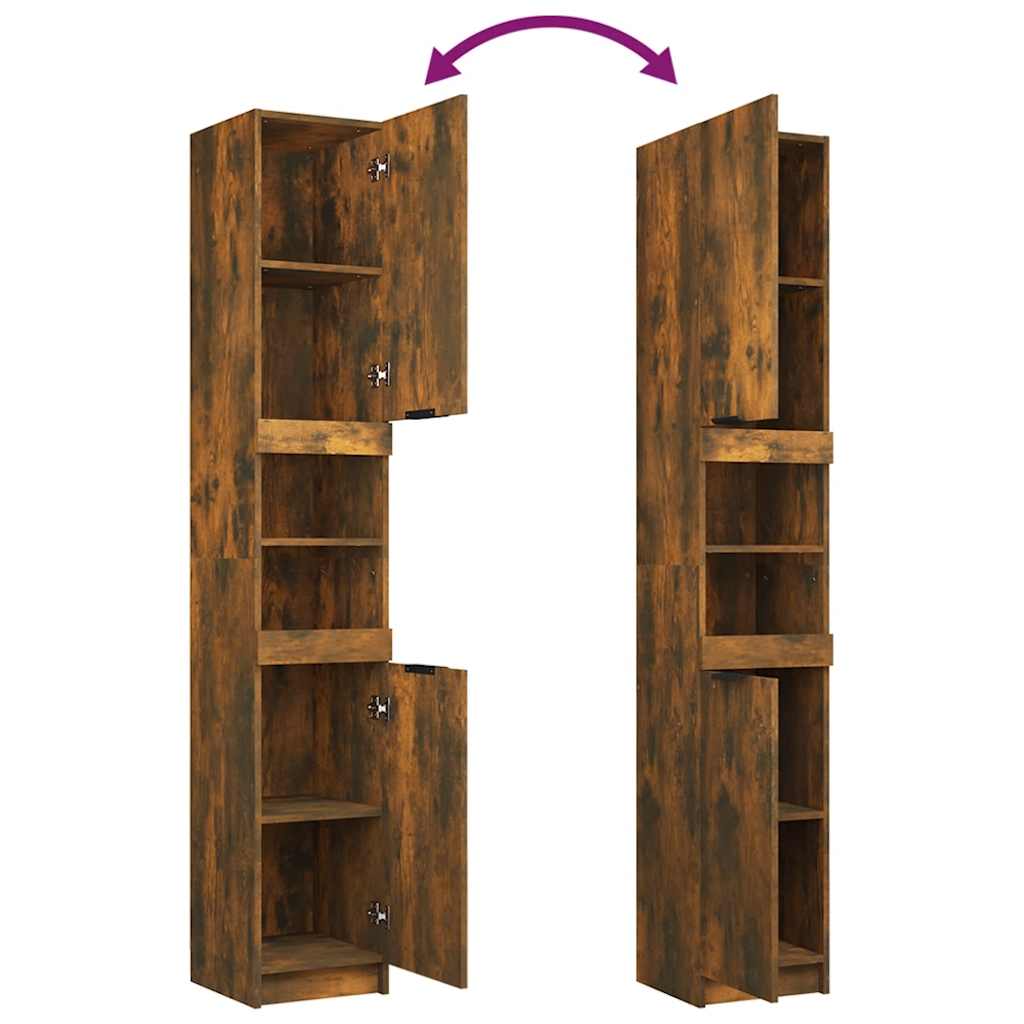 Bathroom Cabinet Smoked Oak 32 x 34 x 188.5 cm Particleboard