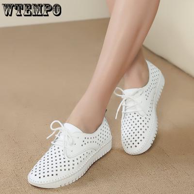 Женские кроссовки на плоской подошве, женские повседневные лоферы, женские полые мокасины, белые топсайдеры на шнуровке