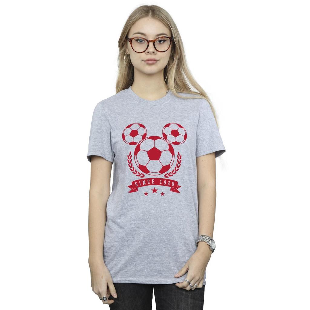Disney Womens/Ladies Mickey Football Head Cotton Boyfriend T-Shirt