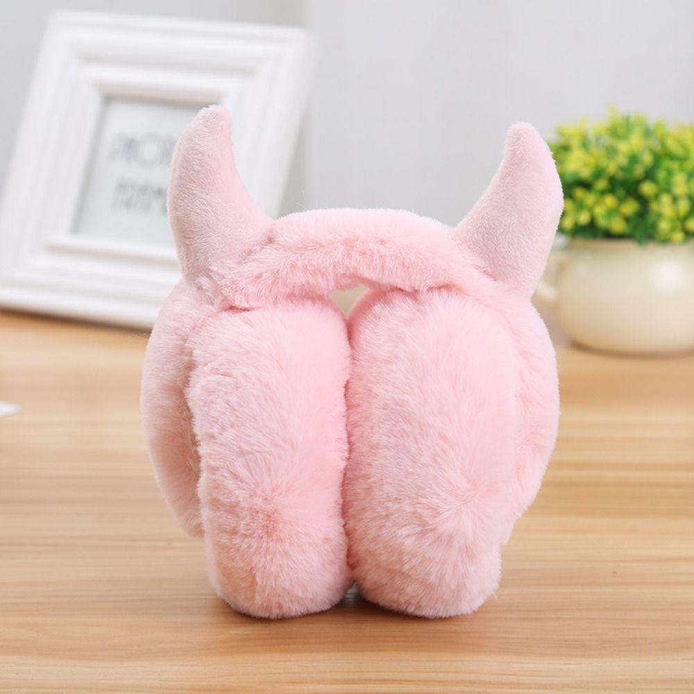Faux Rabbit Fur Devil Horn Earmuffs Foldable Ear Warmer Soft Unisex Adult Earflap  Unisex