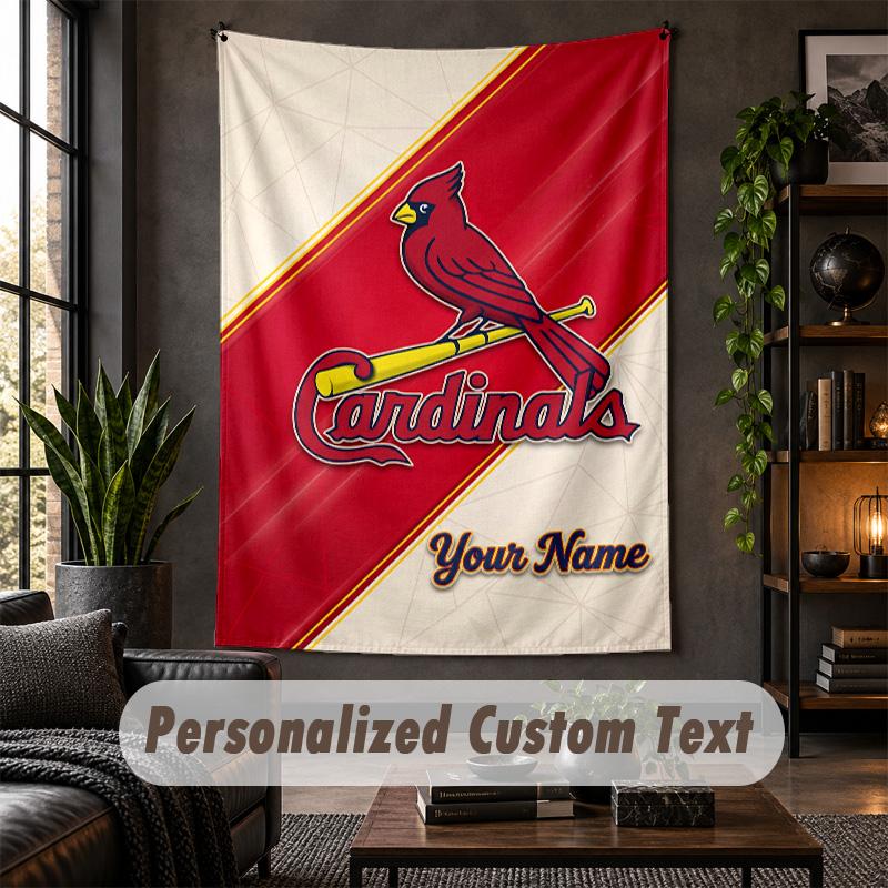Personalized Wall Tapestry,St. Louis Cardinals Custom Text, Soft Fabric Wall Art For Indoor Decoration