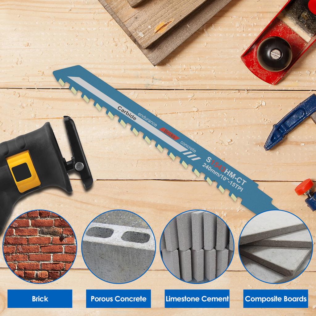 3 шт. полотна для сабельной пилы 240 мм зубья из карбида вольфрама сабельная пила для непрерывной резки кладки бетона полотно для сабельной пилы