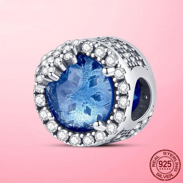 Бусины S925 925 пробы стерлингового серебра ослепительный циркон снежинка день рождения камень шарм подходит модный браслет серебро S925 изготовление ювелирных изделий