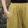 Johnature Women Vintage Bloomers Pants Elastic Waist Solid Color Spring Loose Cotton Ramie Women Patchwork Long Pants