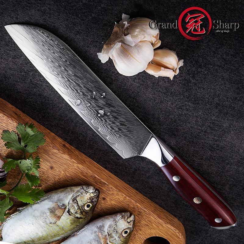 Нож GRANDSHARP Santoku, 6,9 дюйма, японский дамаск, 67 слоев, vg10, стальной кухонный нож шеф-повара для резки