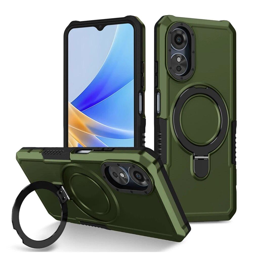 KEYSION Противоударный чехол для OPPO A17 A17K A78 A58 4G Силиконовый + ПК с металлическим кольцом-подставкой, чехол для телефона OPPO A5S A12 A54 A55 A74 A95