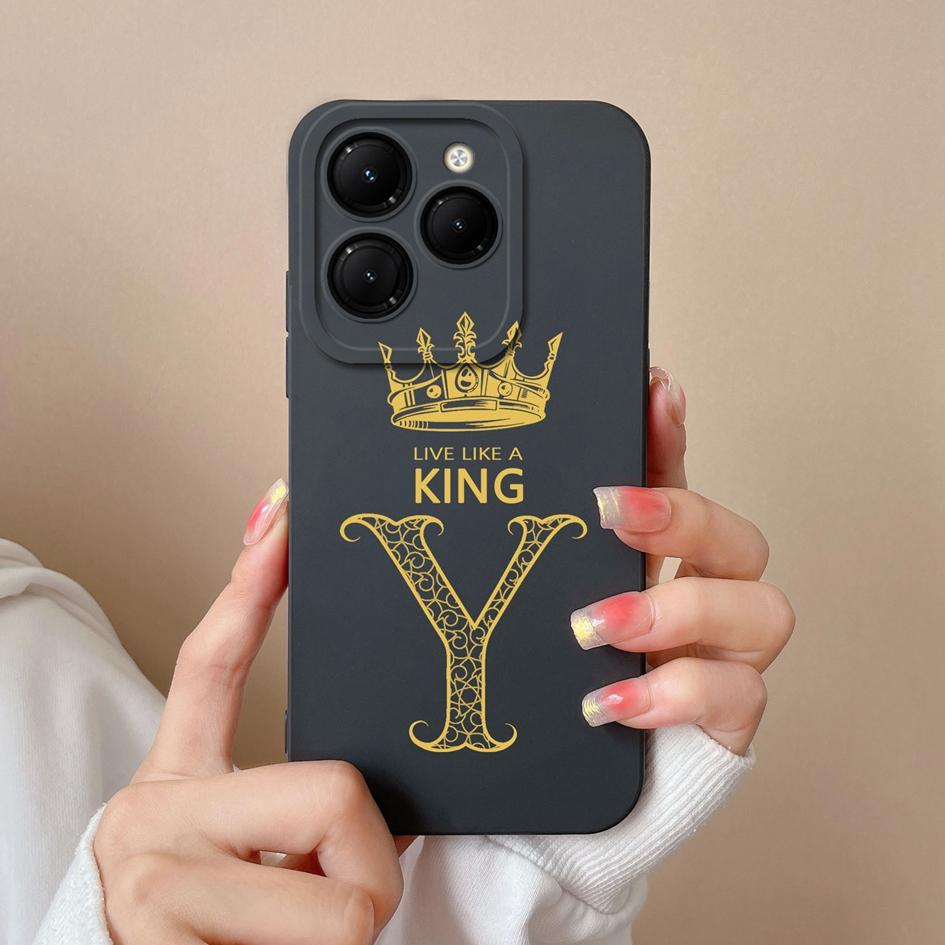Для Infinix Smart 8 Zero 30 Note 40 4G Hot 40 GT 20 Pro Itel S24 Чехол для телефона Бампер с защитой от падения Силиконовый мягкий чехол Модная Корона Король Буквы Матовая Капа