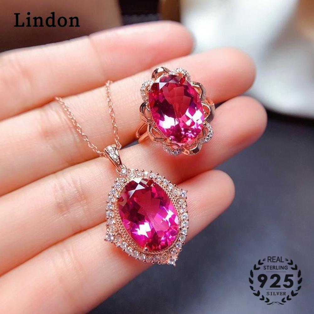 Lindon женские посеребренные 5A цирконовые кольца ожерелье кулон набор подарок для свадебной вечеринки
