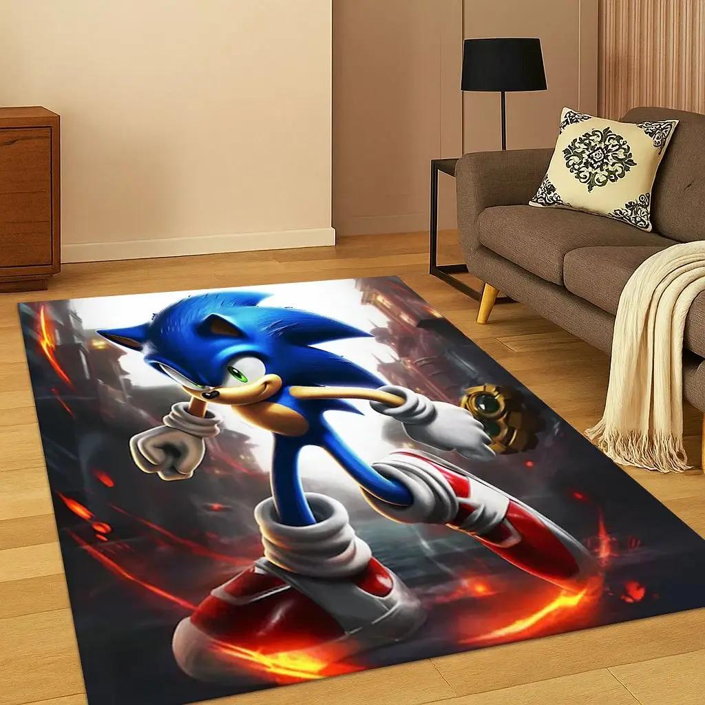 Классический ковер-ковер с изображением ежика из мультфильма S-Sonic для спальни, гостиной, дивана, домашнего декора, детский коврик с нескользящей основой, подарок