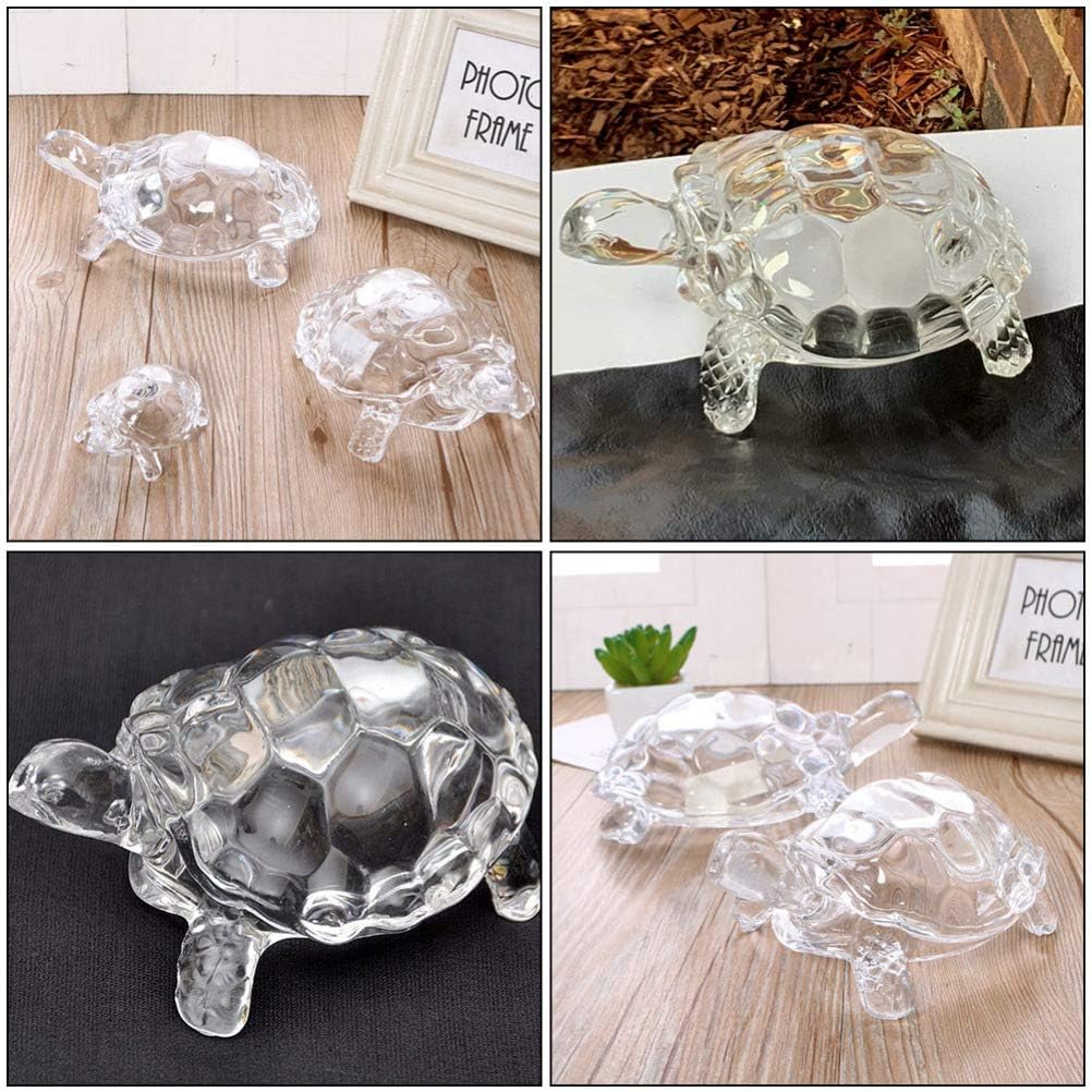 WINOMO Crystal Turtle Feng Shui Statue - Clear Crystal Turtle for Aquarium, Peace, Prosperity and Positive Energy Decoration