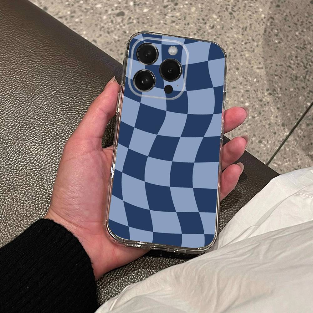 Клетчатая шахматная доска Чехол для телефона Для iPhone 17,16,15,14,13,12,11 Pro,Max,Plus,X,XS,XR,SE4 Mini Прозрачный Мягкий Чехол