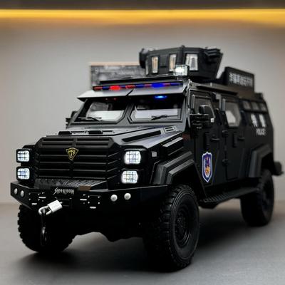 1:32 Сплав Полиция Взрывозащищенная Модель Автомобиля Литье под Давлением Металлический Меч Зубастый Тигр Бронированные Машины Модель Автомобиля Звук Свет Подарки для Детей